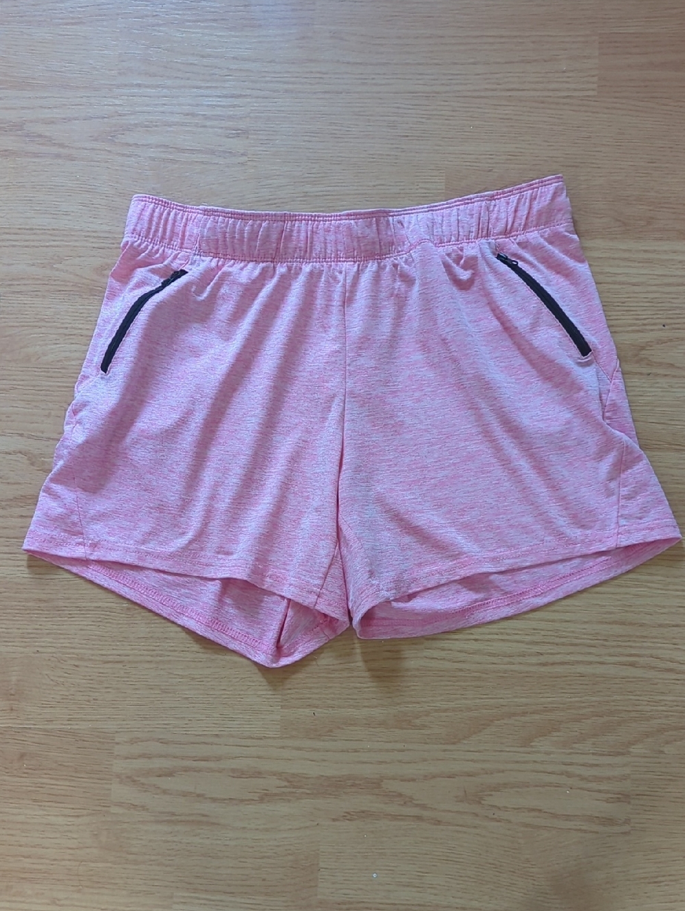 Heather Pink Women's Athletic Shorts with Zip Pockets